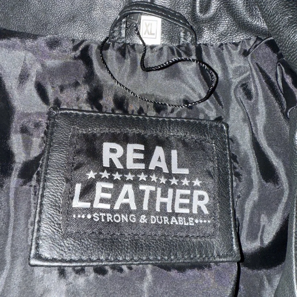 Black Soft Lightweight Leather Dress Jacket Coat Lined Men's Size XL